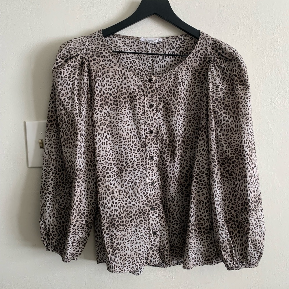 Mango Leopard Print Blouse
